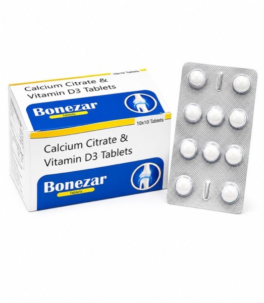 Bonezar Tablets - Calcium Citrate & Vitamin D3 - Zarden Pharma