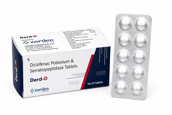 Derd-D Tablets - Diclofenac Potassium 50 mg & Serratiopeptidase 10 mg - Zarden Pharma