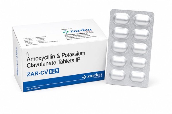 ZAR-CV 625 Tablets - Amoxycillin 500 mg & Potassium Clavulanate 125 mg - Zarden Pharma