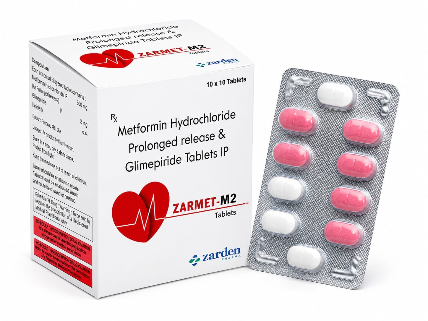 Zarmet-M2 Tablets - Metformin HCl Prolonged-release 500 mg & Glimepiride 2 mg - Zarden Pharma